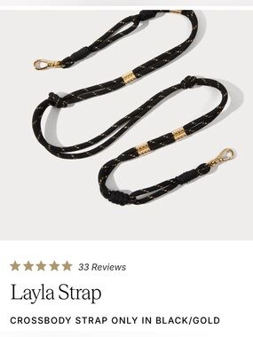 Bandolier LAYLA Black and Gold Rope Crossbody Strap